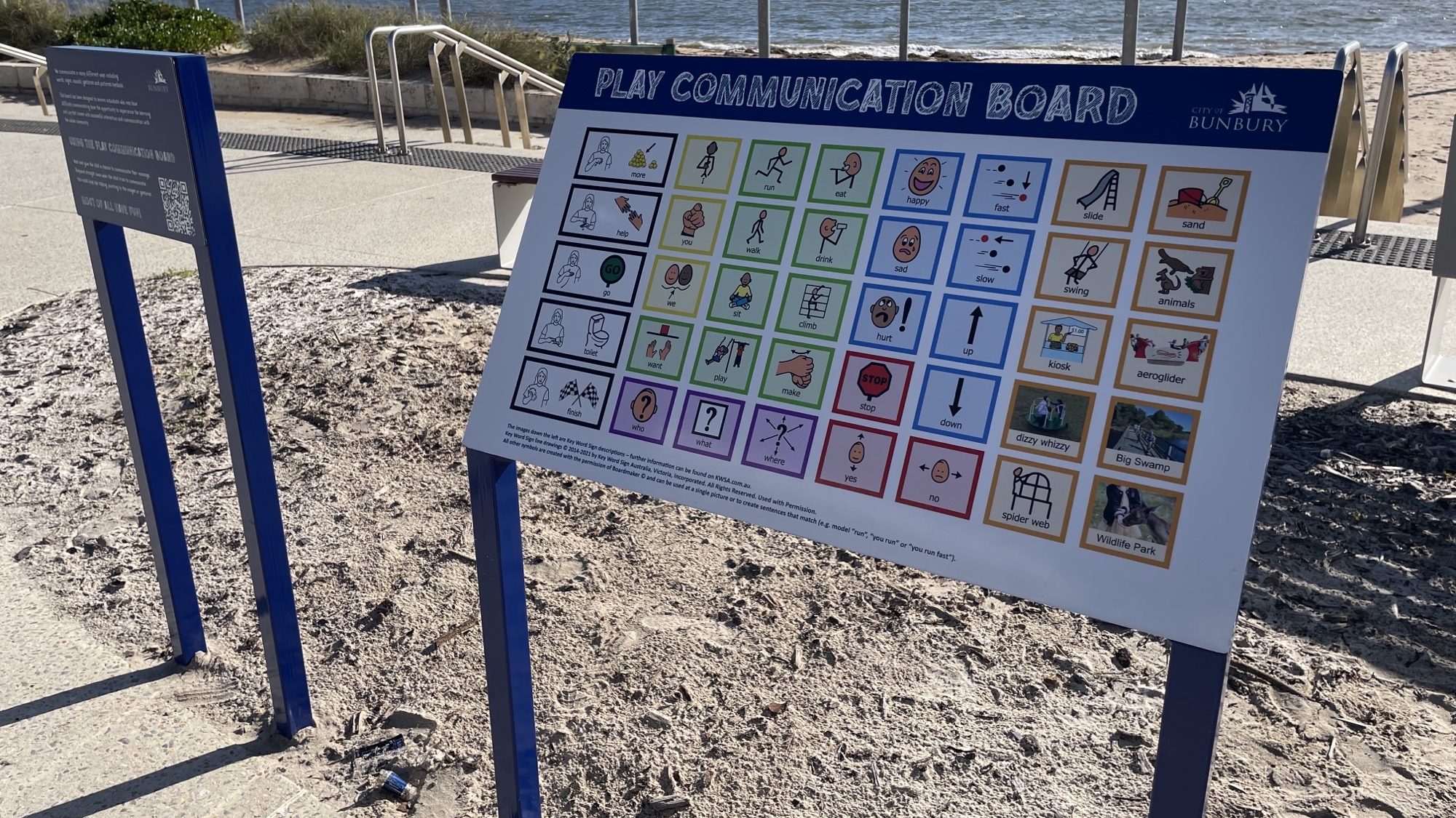 (Image of Communication Chat Board located at Koombana Bay playground.