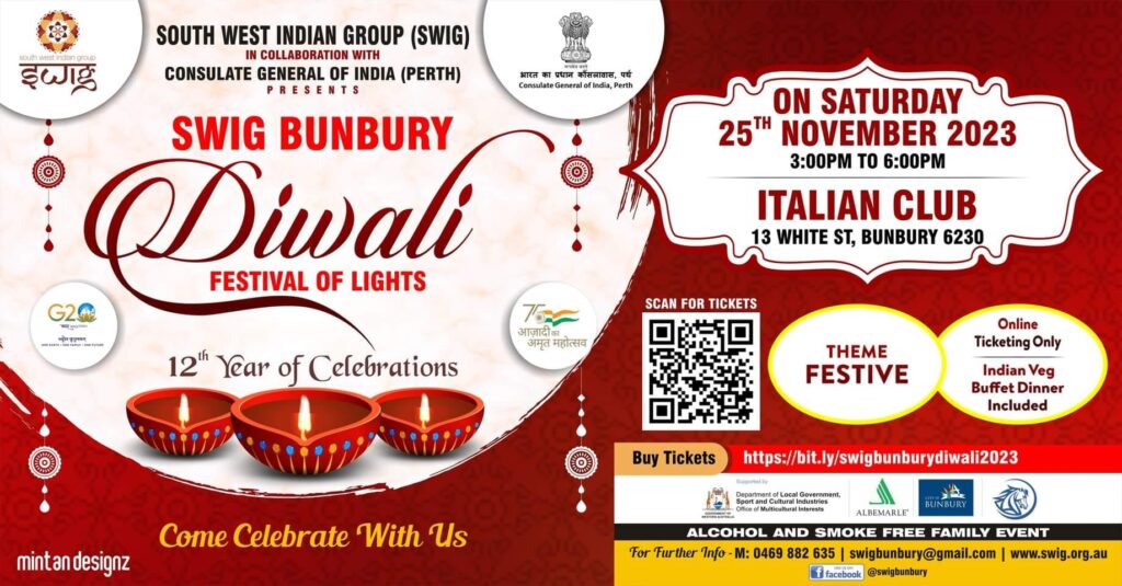 Bunbury Diwali 2023 promotional poster.