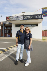 Pauline and Frank Fiore out the front of the Mangles Corner Store.