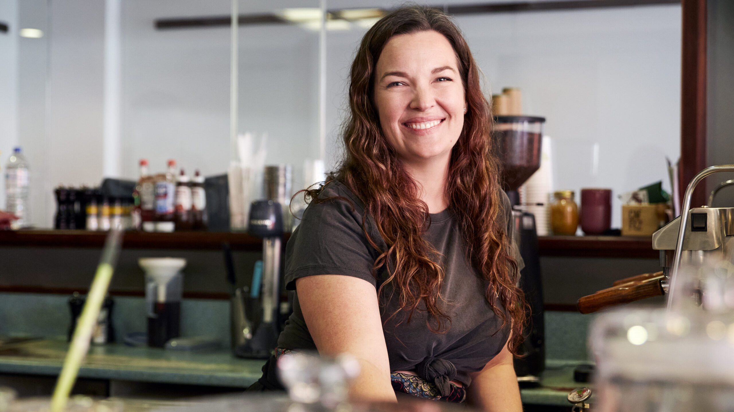 Bianca Fletcher owner of Caf-Fez behind the counter at the cafe.