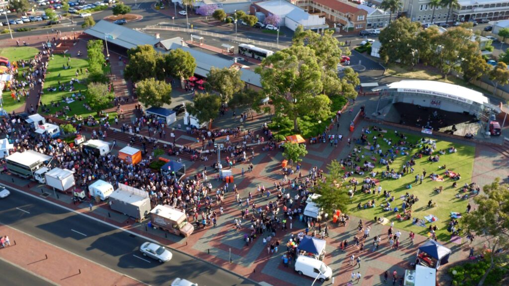 Aerial view of Bicentennial Square.